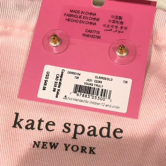 ♠️NWT♠️ Kate Spade New York Yours Truly Rose Gold Heart Stud Earrings - Picture 4 of 10